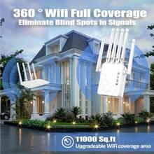 WiFi Extender Signal Booster With 6 Antennas And 2 Ethernet Ports, Covers Up To 11,000 Square Feet Remote WiFi Repeater Wireless Router Amplifier, One-Click Easy Setup - UK Plug(220-240V) - View 4