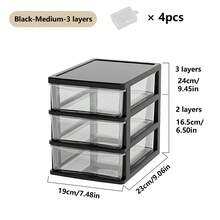 Clear Desktop Storage Box With Drawer & Small Plastic Snap-Lock Box Heightened Table Organizer Office Storage Plastic Storage Cabinet For Stationery Student Desk Accessories Cosmetics, Back To School - Multicolor - View 12