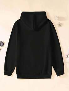 Men's One Size Hoodie With Creative Print - Black - View 2