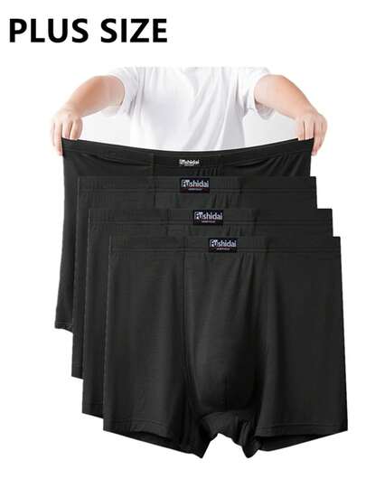 4pcs/Pack Plus Size Breathable Loose Fit Modal Underwear For Overweight Men, All Season