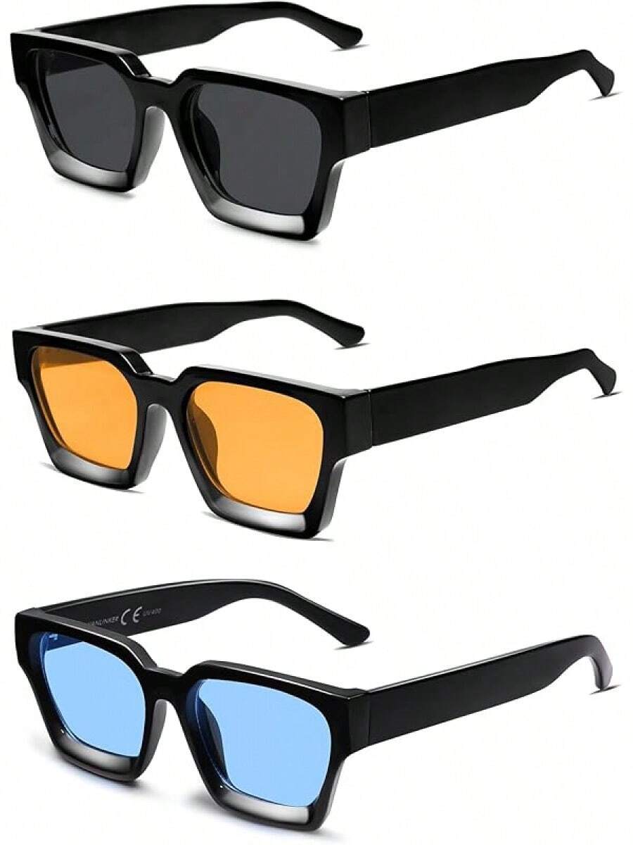 Grueso cuadrado retro, rectángulo grueso, protección - 3-negro+naranja+azul - Ver 1