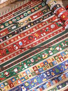 12 Rolls/Box, Christmas Theme Washi Tape, Creative Christmas Multi-Element Pattern Design, Suitable For Diary, Scrapbook And Crafts Decoration DIY Material Tape, Gift Wrapping, Holiday Party Decoration Must-Have - View 11