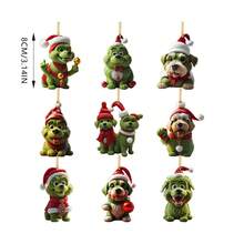 9pcs Christmas Ornaments Christmas Tree Acrylic Flat Car Hanging Decor - Multicolor - View 2