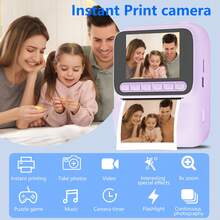 Christmas Limited Edition,Kids Camera Instant Print, Selfie Digital Camera For Kids With 4 Print Paper , 16X Digital Zoom Cameras For Vlogging 2.4''IPS Screen Rechargeable Camera Photography Professional,1080P HD Kids Digital Camera With 4 Print Paper Nstant Print Toy IChristmas Birthday Gifts For Toddler And Teenagers Age 3-16 Purple