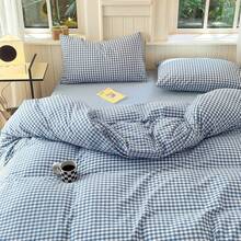 Vclife Vintage Floral Comforter Set Four Sizes, All Seasons Muslin Cotton Bedding Set, 3 Pieces Farmhouse Shabby Chic Jacquard Floral Comforter Set Perfect For Women And Men - 胖被套裝-天藍小格 - 查看 6
