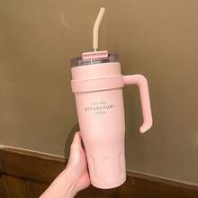 40OZ/1200ML SITARAYURI Double Wall  Bottle For Father's Day, With Handle And Straw, Large Capacity Portable Cup For Hot And Cold Dual Use, 1200ml Steel  Bottle, Suitable For Hot Or Cold Drinks, Suitable For Camping, Outdoor Activities, Driving, Sports, Fitness And Holiday Gifts. - 優質款粉色 - 查看 8