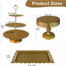 Gold Cake Stand Set 5 Pcs Metal Round Cupcak Stand Cookies Dessert Display Plate Serving Tower Tray Platter With Handle For Baby Shower Wedding Birthday Party Celebration Gold 5 Size - Vàng - Xem 5