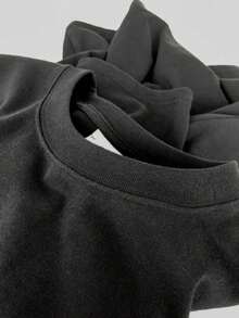 Men's Polyester Short Sleeve T-Shirt, Casual Graphic Print T-Shirt, Everyday Urban Fashion For Men, Men's Shirts, Men's T-Shirts, Men's Clothing - 黑色 - 查看 5