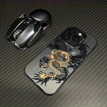 1pc Black & Gold Chinese Dragon King Element IMD Matte Finish Phone Case, Personalized Compatible With IPhone 16 Pro Max, 17/16/15/14 Plus, 13/12/11 And Series - Multicolor - View 2