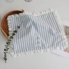 Joivida 1/2/6/10pcs Classic Striped Pleated Lace Heart Trim Decorative Napkins, Suitable For Valentine's Day, Wedding, Daily Use - Multicolor - View 1