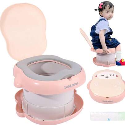 Bebamour Baby Potty Training Toilet Seat Portable Potty For Toddlers Travel Potty For Boys And Girls With Potty Liners, Pink