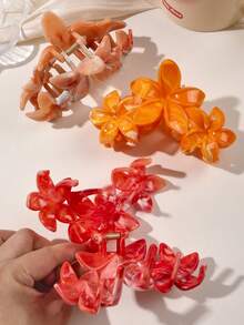 4 件 ABS 材质春夏枫叶渐变黄色优雅大理石纹理雏菊花拼接一体式发夹，波西米亚海滩度假风格发饰秋季发夹秋季发夹时尚发夹适合冬季度假装女士 - 彩色 - 查看 5