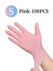100/50/4 piezas Guantes desechables de nitrilo sin polvo, disponibles en tallas S, M, L, para limpieza del hogar, cocina, baño, manipulación de alimentos, tatuaje, belleza, tinte de cabello, mascotas, salón de belleza, suministros de limpieza, suministros de tatuaje, electrodomésticos pequeños de uso doméstico, guantes multiusos, artículos esenciales para salón, accesorios de cocina (negro, azul, blanco, rosa claro) (sin caja)
