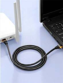 1根RJ45 Cat6以太网线，千兆高速，250MHz，镀金接头，适用于PC、电视、平板电脑、路由器、打印机、服务器、IT数据中心及其他设备 - 黑色 - 彩色 - 查看 8