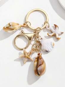 1pc Unisex Natural Seashell Keychain, Cloud Spiral Shell & Starfish Pendant, Summer Beach Series Gift For Friends, Keychain Accessory - Nhiều màu - Xem 5
