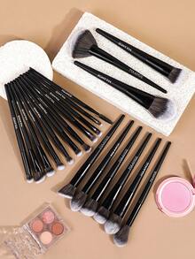 MAANGE 7/15/20/21pcs Soft Multifunctional Makeup Brush Set, Includes Face Brush, Powder Brush, Blush Brush, Concealer Brush, Contour Brush, Nose Brush, Eyeshadow Brush, Detail Brush, Foundation Brush, Highlighter Brush. High-Quality Synthetic Bristles, Durable, Suitable For Daily Facial Makeup, Can Be Used For Liquid, Cream And Powder Products. Can Be Used For Stippling, Blending And Facial Cleansing. Beauty Accessories, Great Gift For Women And Girls. - Black - View 9