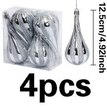 4 buc. Ornamente de Crăciun în formă de glob cu picătură de apă placate cu roșu/auriu/argintiu, decorațiuni suspendate pentru bradul de Crăciun