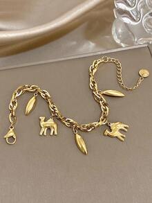 1Pc Plated Stainless Steel Camel Animal Charm Bracelet For Women, Vintage Bohemian Travel Theme Jewelry Gift For Birthday Anniversary Halloween Gift For Anniversary Valentine's Day, Mom Gift, Christmas Thanksgiving Daily Party Gifts For Girlfriend Wife