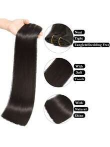 Straight Clip In Hair Extensions Real Human Hair Brazilian Remy Human Hair Clip In Hair Extensions Natural Black For Women - SNatural - View 9
