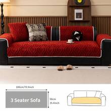 1pc Classic Soft Fleece Anti-Slip Sofa Pad - Suitable For Dogs, Plush, Universal - Sofa Cover For Bedroom, Office, Living Room Decor - Red - View 11