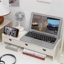 3-In-1 Monitor Stand, Drawer And Keyboard Storage - Ergonomic Desktop Risers For Computers/Laptops - Extra Space Organizer, Triple-Function Design, Ergonomic Relief, Universal Installation