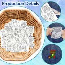 4 件圣诞主题水溶性稳定片，用于织物刺绣 - 带有圣诞老人、雪人、树木和礼物的节日设计 - 非常适合初学者和业余爱好者 - 包括 9 个刺绣针法视频教程、刺绣稳定片 | 节日刺绣 | 可水洗稳定片 - 彩色 - 查看 3