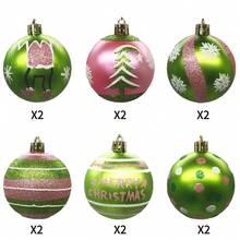 12pcs Pink Hand-Painted Electroplated Plastic Christmas Ball Ornament Set Christmas Decorations Winter Room Decor