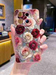 1 件奢华花卉相机保护手机壳，适用于三星/Galaxy/Infinix/Redmi/OPPO/VIVO/Realme Android 型号 - 粉色 - 查看 6