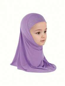 Children's Muslim Hijab With Rhinestone Flower Design, Easy To Wear, 3-8 Years Old - Multicolor - View 11