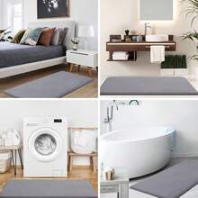 2 Piezas Alfombra de Baño de Espuma de Memoria Antideslizante Alfombra de Baño de Secado Rápido Alfombra de Microfibra Lavable aáquina Alfombra de Piso Súper Absorbente Suave - Gris Oscuro - Ver 7
