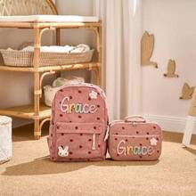 1 pieza Mochila y bolsa de almuerzo personalizada para niños, mochila infantil con nombre personalizable, bolsa escolar para niños pequeños, regalo de regreso a clases - Multicolor - Ver 4