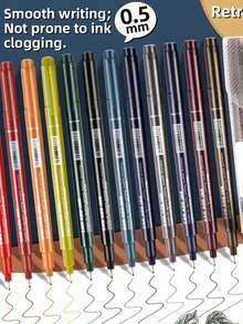 12 Stücke Umrisszeichnungsstifte für Kunst, Manga, Skizzieren, Ausmalen - Verschiedenfarbig - Übersicht 7