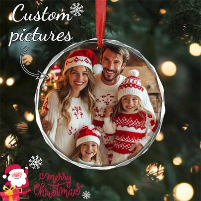 1pc Customized Crystal Christmas Ornament, Newlywed Wedding Gift, Bridal Shower Gift, Christmas Tree Decor, Personalized Hanging Ornament