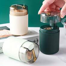 4 Color To Choose From One Toothpick Box, Light Luxury Creative Storage Toothpick Box, Creative Design Cotton Swab Jar, Automatic Release Press Plastic Toothpick Box, Dental Floss Box, Home Accessories - Green - View 8
