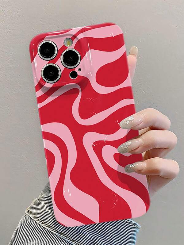 Coque de protection rigide perforée et brillante pour iPhone 11/12/13/14/15/16 Pro Max, motif asymétrique et minimaliste, motif ondulé, motif artistique et coloré, étanche, antichoc, antichute et anti-rayures