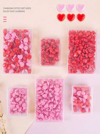 20/50/100pcs Multicolor Heart Shape Push Pins, Thumb Tacks,Suitable For Cork Board,Wall Hanging, Bulletin Board, Christmas Decoration, Holiday Gifts, Valentine's Day Gifts
