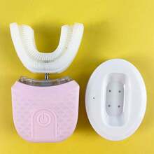 U-Shaped Wireless Electric Toothbrush, 360° Ultrasonic Teeth Whitening Light, Silicone Automatic Electric Toothbrush - Pink - View 5
