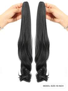 合成假发女式爪夹大波浪片可绑高绑带式低马尾辫发自然发片适合女性日常派对 - 彩色 - 查看 9