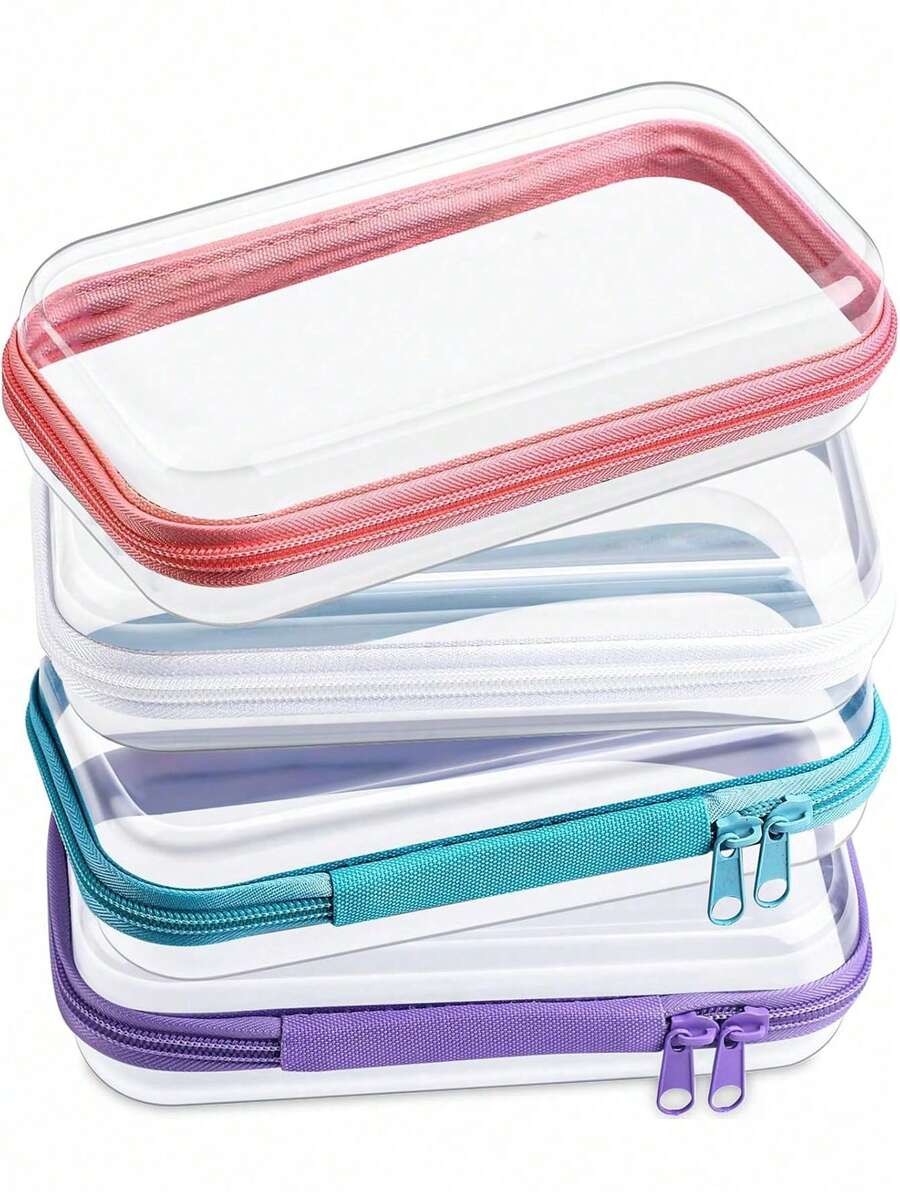 PVC Zipper Storage Box, Transparent Hard Zipper Protective Case, Transparent Hard Stackable Toy Storage Bag, Home Storage Box, Multi-Purpose Transparent Storage Box, Suitable For Clothing Storage, Fully Functional Storage Bag, Transparent Zipper Bag, Portable Travel Storage Box, Storage Bag, Digital Product Storage - Multicolor - View 1