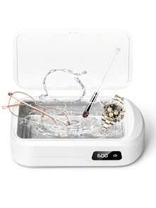Ultrasonic Cleaning Device 48000 Hz, 640 Ml Glasses Cleaning Device, Ultrasonic Cleaner With 4 Modes, Ultrasonic Cleaner Suitable For Glasses, Jewellery, Watches, Dentures, Coins, Etc. - 白色 - 查看 1