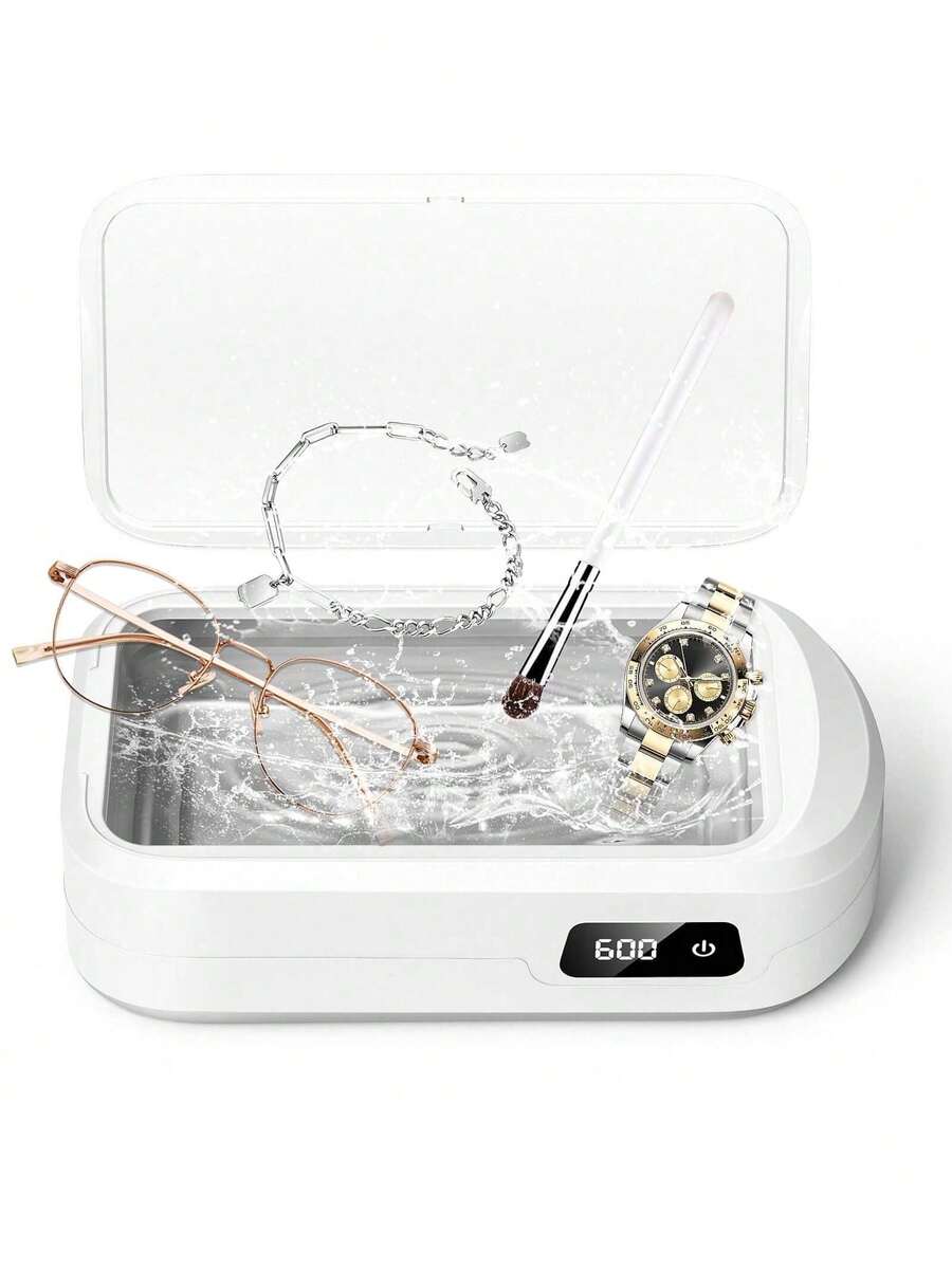 Ultrasonic Cleaning Device 48000 Hz, 640 Ml Glasses Cleaning Device, Ultrasonic Cleaner With 4 Modes, Ultrasonic Cleaner Suitable For Glasses, Jewellery, Watches, Dentures, Coins, Etc. - 白色 - 查看 1