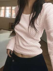 Áo thun dài tay in họa tiết phong cách thường ngày Nora Noon dành cho nữ, thích hợp phối cùng áo thun in hình, áo trắng, dự tiệc, sinh nhật và các ngày lễ. - Hồng - Xem 10