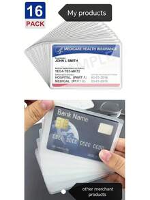 5/16 Pack Medicare Card Holder Protector Sleeves, Clear PVC Waterproof Medical/Credit Card, Business/Social Security Card Protector - Clear Vinyl Plastic Covers For Insurance & Social Security Metro & License Or Credit Cards - 彩色 - 查看 4