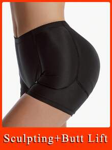 Women's Body Shaping Shorts Fake Buttocks Plump Hips Sexy Buttocks Lifting Buttocks Belly-Closing Underwear Belt Pad Removable Sponge Pad Comfortable Tights Shaping Pants One Piece Padded Butt Lift Shaping Panties Tummy Control Shapewear With Fake Hip Suitable For Prom Party Wedding Holiday Music Festival Gym Exercise It Has The Function Of Gathering, Keeping Warm, Breathable, Sweat-Absorbing Elasticity - 黑色 - 查看 5