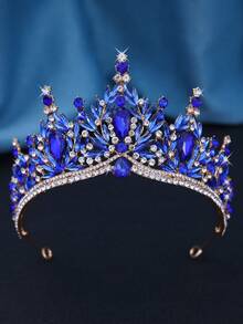 Luxury Crystal Leaf Bridal Crown, Rhinestone Adult Party Tiara, Beauty Pageant Crown For Festivals And Events - 皇冠 - 查看 5
