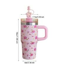 1pc 14oz Stainless Steel Travel Tumbler With Handle & Straw, Double Wall Insulated Sports Water Bottle For Outdoors, Home, Office, Back To School, Thanksgiving, Valentine's Day Gift - 彩色 - 查看 3