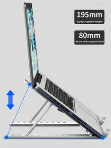 1pc Foldable & Adjustable Laptop Stand, Cooling Pad Desk Mount Holder For Notebook, Tablet, Compatible With All Laptop Models, Plastic Material, 10-Level Angle Adjustment