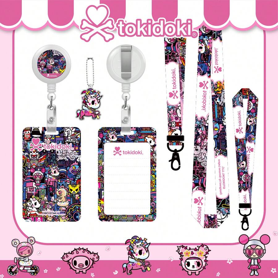 Official Tokidoki Unicorno Phone Lanyard Set - Including Long And Short Lanyards, ID Badge Holder Retractable Reel Clip, Card Cases,Cute Tokidoki Keychains For Fans - Màu tím - Xem 1