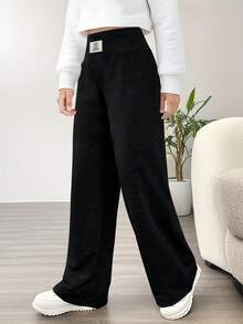 Quần nỉ thể thao màu xám dáng suông thoải mái, dễ phối đồ cho bé gái. - màu đen - Xem 3