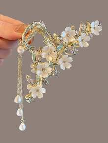 Boho Flower Faux Pearl Decor Hair Claw Clips For Women Elegant Fall Winter Hair Accessories Vacation Outfits Hair Clamps Hair Jaw Clips Hair Catcher Clutch DZMO - 彩色 - 查看 7